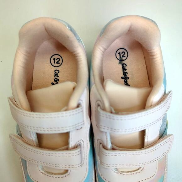 Cat & Jack Girl's Pink & Blue Sneakers Size 12 - Picture 7 of 12